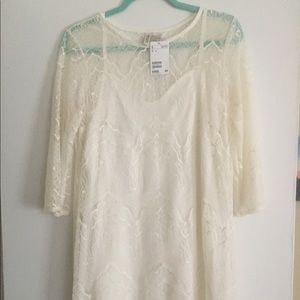 H&M Bridal Lace Shift Dress Off White M